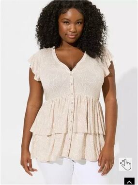 Torrid Super Soft Button Front Tiered Babydoll Top-Size 3X